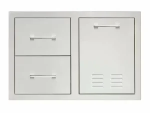 True flame 33" 2-drawer & vented lp tank pullout drawer combo
