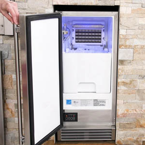 Outdoor kitchen ice makers