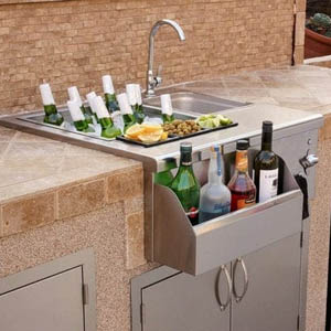 Outdoor kitchen sinks and bars