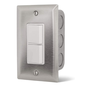 Infratech Flush Mount Duplex On/Off Switch with Stainless Steel Wall Plate and Gang Box