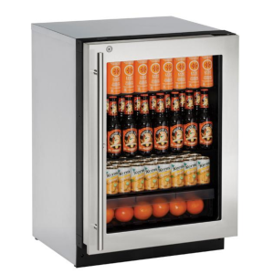 Glass Refrigerator 24" Lock Right Hinge Stainless 115v