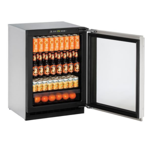 Glass Refrigerator 24" Reversible Hinge Stainless 115v