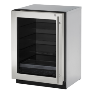 Glass Refrigerator 24" Lock Left Hinge Stainless 115v