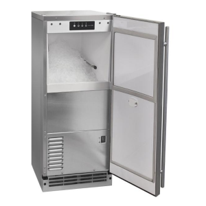 Outdoor Nugget Ice Machine 15" Pump, 20 Minute Clean Cycle, Reversible Pin Hinge Stainless Solid 115v