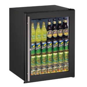 Glass Refrigerator 24" Lock Reversible Hinge Black 115v