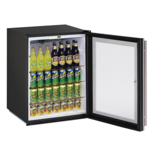 Glass Refrigerator 24" Lock Reversible Hinge Stainless 115v