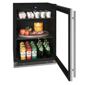 Glass Refrigerator 24" Reversible Hinge Stainless Frame 115v